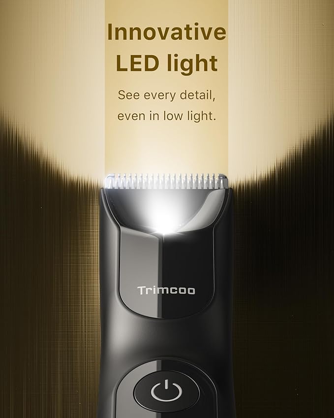 New Bikini Trimmer for Women [LED Light & Diaplay] Electric Foil Shaver for Men, Body Hair Trimmer for Face, Groin, Arm, Back, Wet/Dry Painless Groomer with Ceramic Blade,Travel Razor, Black