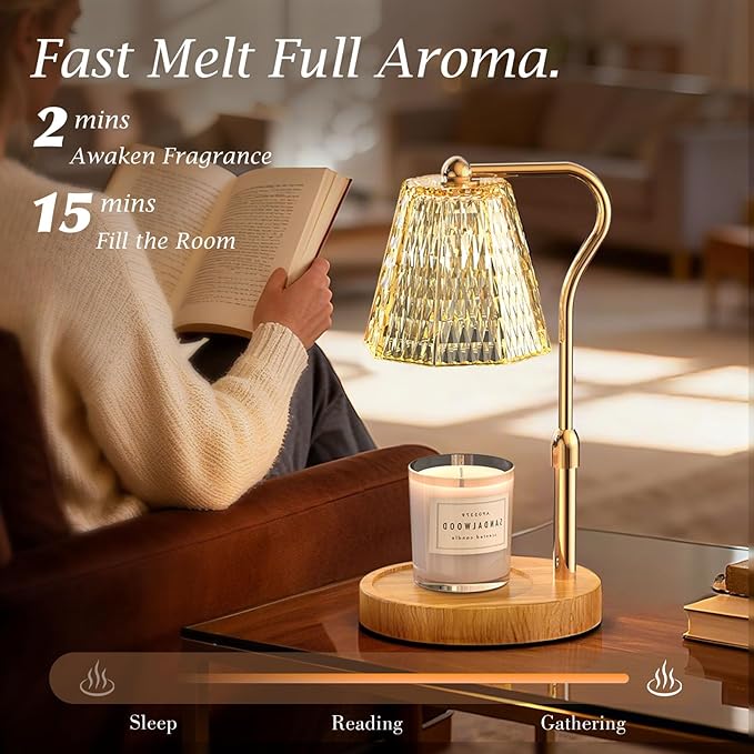Candle Warmer Lamp with Timer Dimmable Gifts for Women, Adjustable Height Wax Warmer Lamp for Scented Candles, House Warming Gifts for New Home Modern Farmhouse Decor