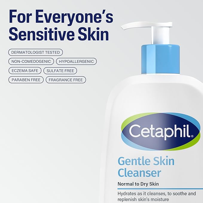 Cetaphil Face Wash, Hydrating Gentle Skin Cleanser for Dry to Normal Sensitive Skin, 4 oz 3 Pack, Fragrance Free, Soap Free and Non-Foaming