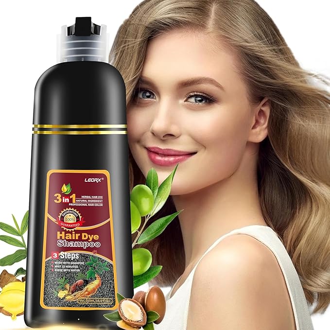 Leorx Hair Dye shampoo, Chestnut Brown 3 In 1 Color Shampoo Instant Herbal Coloring Shampoo Refresh Hair For Women&Men - Tintes Para El Cabello Profesional