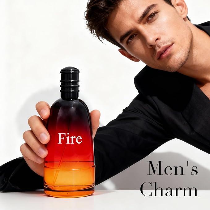 Fire, Men's Cologne Gift, Long Lasting EDP, Aura of Elitism & Modern Style, Perfume for Business, Commute and Casual Use, 3.4 Fl Oz