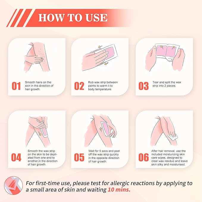 Wax Strips for Hair Removal - 40 Count (20 Body + 20 Face Strips) with 5 Soothing Oil Wipes, Waxing Kit for Women, At-Home Waxing Kit for Women & Men - Legs, Bikini, Underarms, Face, Hypoallergenic