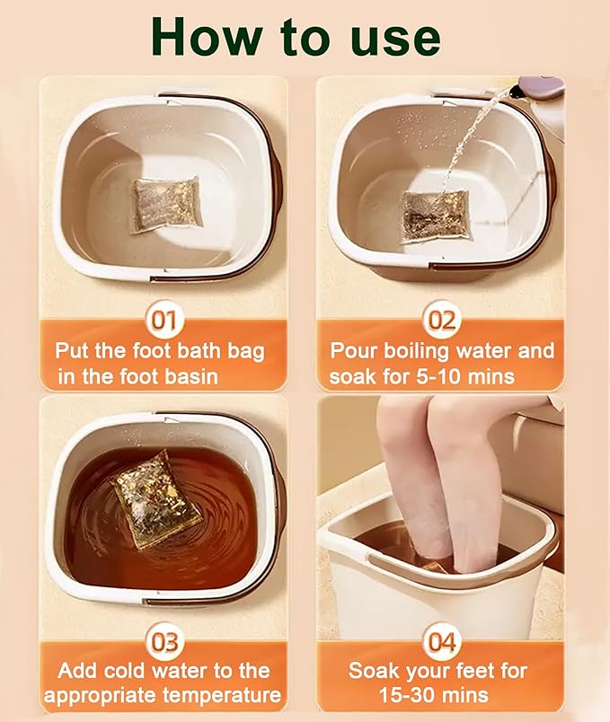 30 Bags Herbal Foot Soak,Foot Bath Herb,Foot Spa Bath Soak Foot Detox Soak to Remove Toxins,Relieve Fatigue & Dispel Cold and Remove Dampness 艾草排湿排寒泡脚包 900g(30 bags*30g) (Green B, 30.5x40.5CM)