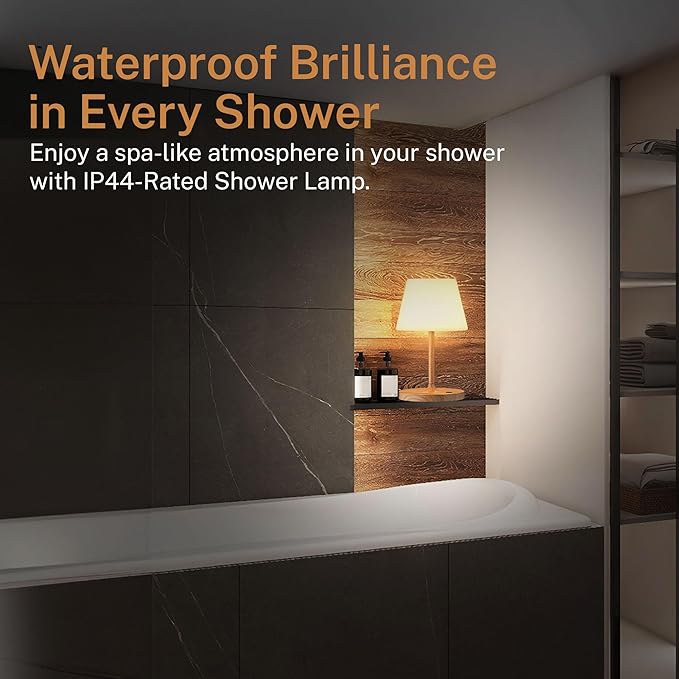 Cordless Lamp, 5000mAh Battery Operated Rechargeable Table Lamp with Power Bank, Touch Dimmable 3 Color Temperatures, IP44 Waterproof Shower Lamp for Kitchen, Bathroom, Indoor Or Outdoor Use 9.6in