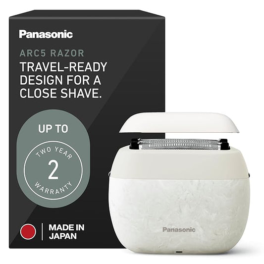 Panasonic ARC5 Palm-Sized Foil Shaver for Men, Powerful Travel Electric Razor, USB-C Charge Wet/Dry, Easy Clean Luxury Japanese 5-Blade, Smooth & Precise Cut w/Smart Sensor (Natural Sea Stone)