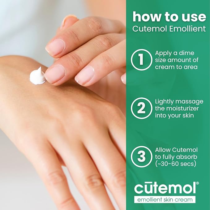 Cutemol Emollient Moisturizing Cream - Serious Moisturizer Lotion Balm for Recovering Dry, Damaged Skin - Hydration for Cracked Hands and Feet, Eczema, Psoriasis, and Raw Skin (2 oz)