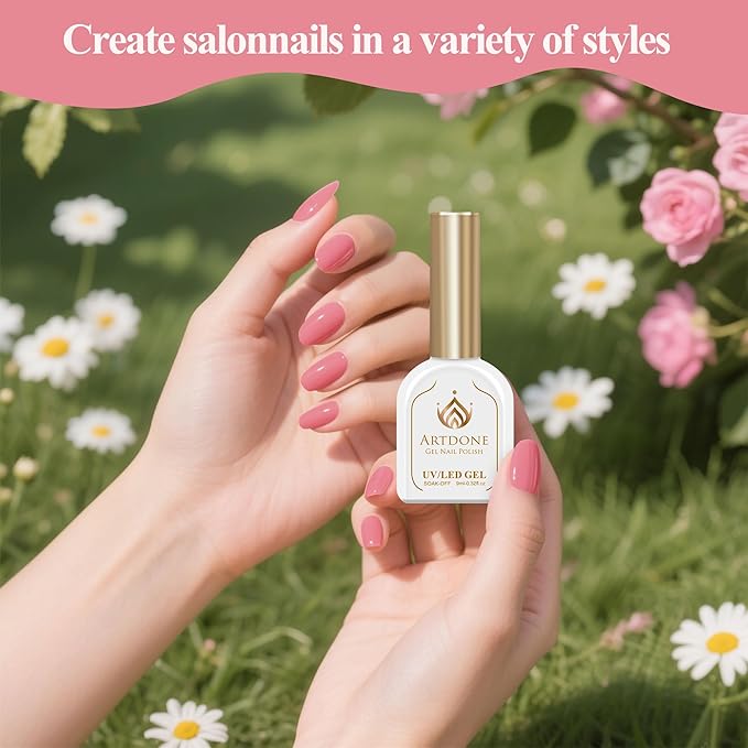 Artdone Gel Nail Polish Hema-free Solid Color Pink For All Seasons Neutral Soak Off LED Lamp Needed For Manicure Nail Art