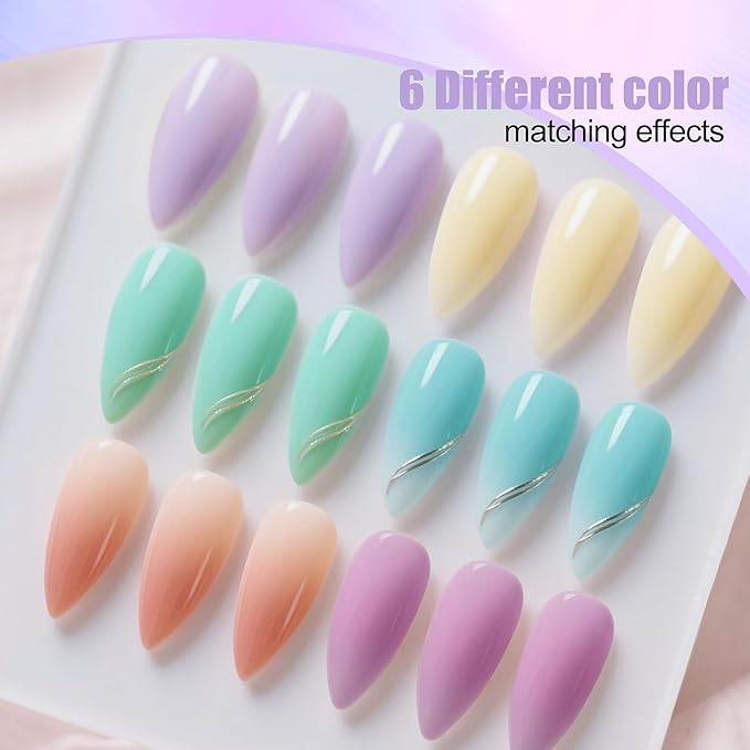 Artdone Sheer Gel Nail Polish Set Jelly UV Gel 6 Colors Translucent Milky White Pink Nude Brown Colors Nail Polish For All Seasons