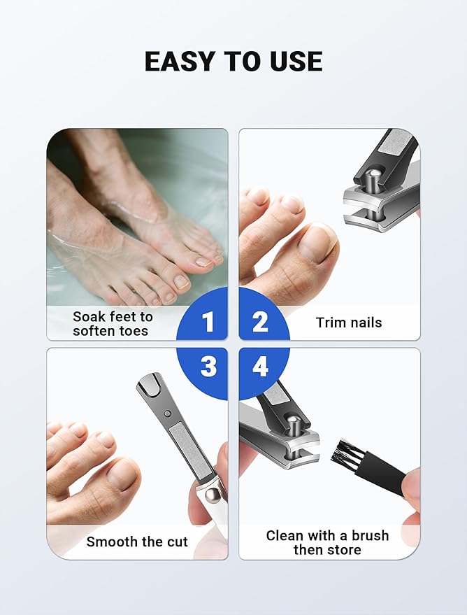 Toenail Clippers for Seniors Thick Toenails, Sharp Ingrown Toenail Clippers Nail Cutter Long Handle with Wide Jaw for Thick Nails, Heavy Duty Large Toe Nail Clipper Set for Men & Women,7 Pcs