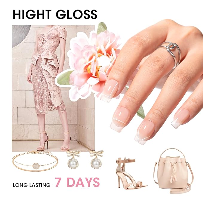 GELLEN Sheer Pink Nail Polish & Clear Base Top Coat Nail Polish, Light Pink Jelly Nails Polishes Summer Spring 6pcs Set, Quick Air Dry Non-Gel Traditional Regular Nails Polishes, Hema Free, Non-toxic