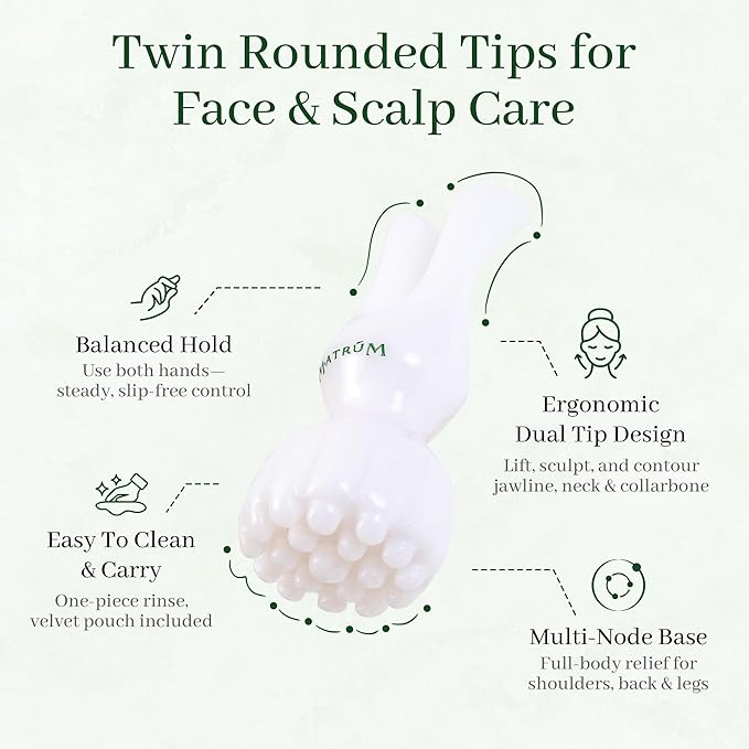 2-in-1 Facial & Scalp Gua Sha Tool | Jawline Sculpting & Face Massage Tool | Promotes Circulation, Lymphatic Flow & Relaxation | Skin Care Routine Gift for Women & Men