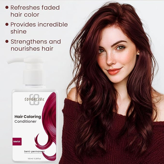 SOVONCARE Merlot Hair Color Depositing Conditioner Mask 5.28 OZ, Cruelty-Free