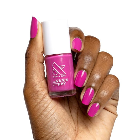 Olive & June Quick Dry Nail Polish | Instant Fast-Drying Smudgeproof Color | 15-free, Vegan Cruelty-Free Formula | Lasts up to 5 Days | Salon-Quality Manicure Pedicure at Home | Wildest Magenta Purple