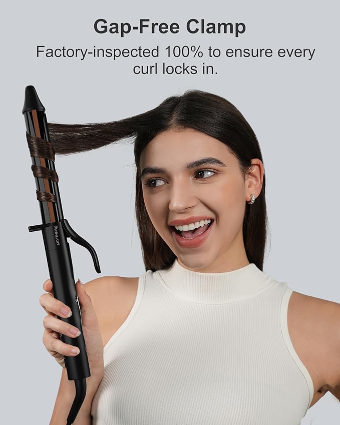 1 Inch Curling Iron, Titanium Ceramic Hair Curler, Fast Heating Curling Wand with 8 Heat Settings with LED Display for All Hair Types Dual Voltage 110-240V for Travel