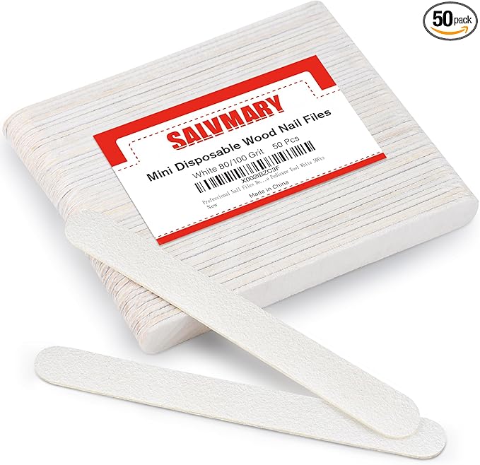 Professional Nail Files Double Sided Emery Board 80/100 Grit for Poly Gel Acrylic Nail Extension Manicure Pedicure Tool White 50Pcs
