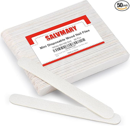 Professional Nail Files Double Sided Emery Board 80/100 Grit for Poly Gel Acrylic Nail Extension Manicure Pedicure Tool White 50Pcs