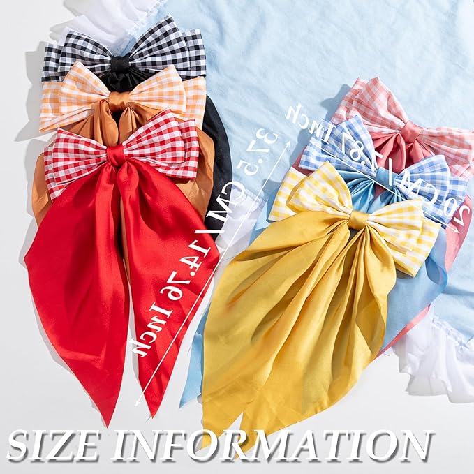 6 PCS Nonslip Claw Hair Bow Clips for Women - Big Bows for Thick & Thin Hair