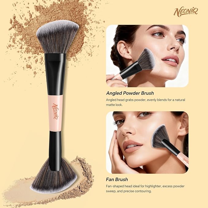 10 PCS Foundation Contour Conceal Brush Set With Bag, Makeup Brushes, Double-End Multi-functional Brushes for Foundation Powder Blush Eyeliner Eyeshadows, Professional Face Brush Set（Pink）