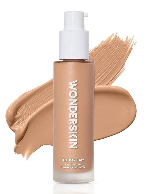 Wonderskin Hyper Bond All-Day Stay Serum Foundation – Waterproof, Transfer-Proof, 24HR Longwear Face Makeup with Niacinamide & Hyaluronic Acid – Lightweight, Natural Finish (Lunar)