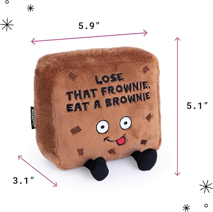 Punchkins Brownie Plushie - Lose That Frownie, Eat A Brownie Funny Brownie Plush, Gift for Chocolate Lovers, Food Plush Toy for Gifting