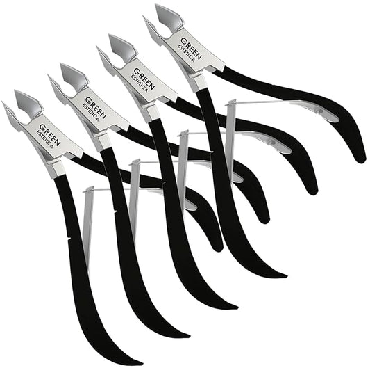 Professional Cuticle Trimmer Nail Cuticle Cutter Stainless Steel Cuticle Nippers with Sharp Blades of Cuticle Remover Clippers Manicure Tools Double Spring - Pedicure Nail Tools (Black - 4 Pack)