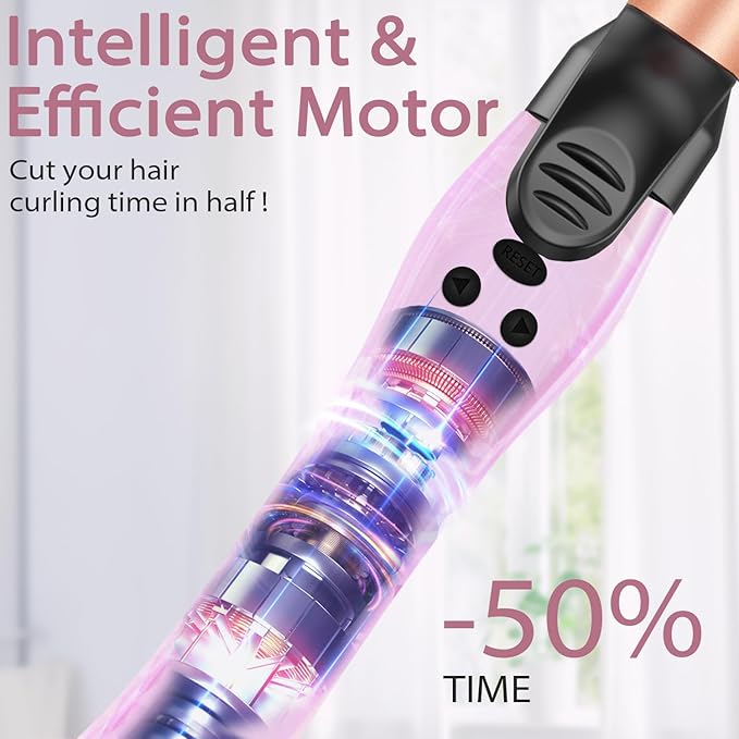 Rotating Curling Iron 1 Inch, Automatic Curling Wand for Beach Waves with Memory Mode, Get Effortless Waves with Self Curling Wand, 30s Fast Heating Up, Dual Voltage, Suitable for Medium or Long Hair