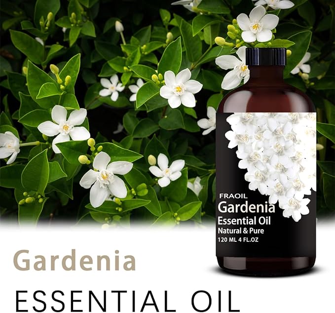Gardenia Essential Oil, Gardenia Oil 4 Fl Oz 120ML for Diffuser Humidifier Yoga Cleaning DIY Candle Soap Making Perfume Gift for Women Essential Oils