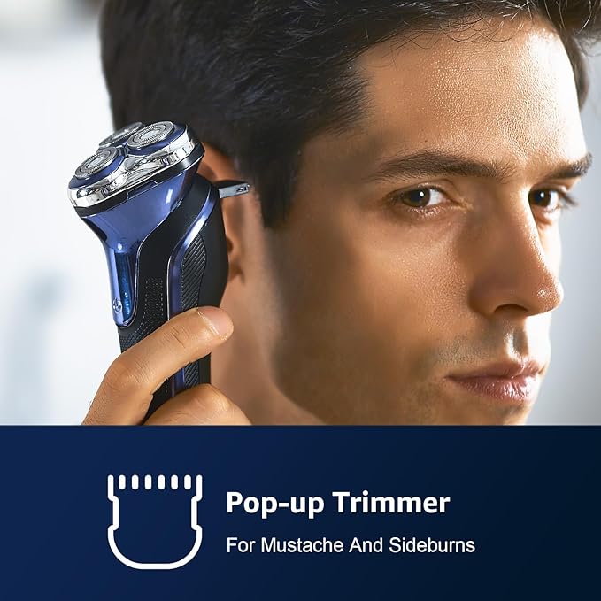 Rechargeable Electric Razor for Men: IPX6 Waterproof Shaver - 1.5H Fast Charge, 4D Flex Precision Blades with Pop-Up Trimmer - Gentle on Sensitive Skin, Perfect for Travel