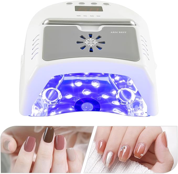 Professional 72W Nail Lamp with LCD Digital Timer, Fast 30s Cure LED Nail Dryer for Gel Polish, Portable UV/LED Light for Salon & Home Nail Art (White)