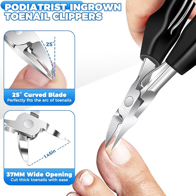 2025 Toenail Clippers for Thick Toenails for Seniors, Large Angled Toe Nail Clippers for Thick Nails for Men, Heavy Duty Professional Ingrown Toenail Clippers Long Handle Nail Clippers with Catcher