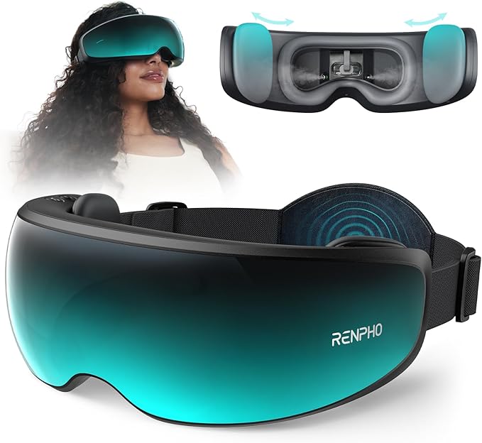 RENPHO Eyeris Caligo Eye Massager with Mist & Temple Massage, Christmas Birthday Gifts for Women Men Mom Dad Her,FSA Eligible HSA Temple Massager for Migraines,Head Circumferences 21.7in to 27.5in