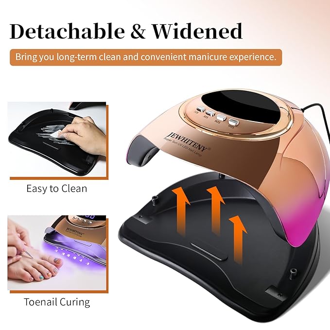 JEWHITENY Golden U V LED Light for Gel Nails:Nail Lamp with 4 Timers & Automatic Sensor Fast Curing Light for Gel Nail Polish Professional Manicure Tool