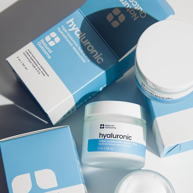 Natual Outcome - Hyaluronic Acid Moisturizer Face Cream for Skin, Daily Day & Night Hydrating Lotion Triple Hyaluronic Acid & PCA - Vegan, Cruelty Free, Fragrance Free 2 OZ