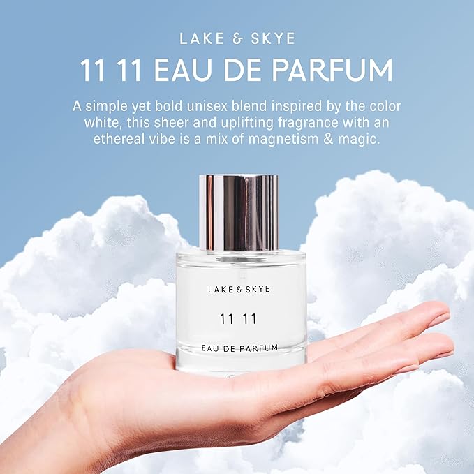 Lake & Skye 11 11 Eau de Parfum Spray, Long Lasting Fragrance, 1.7 fl oz (50 ml) - Skin Musk, Clean, Vegan, Paraben-Free, Cruelty-Free