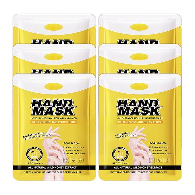 Hand Masks Moisturizing Gloves,6 Pairs Hydrating Hand Peel Masks Gift Set for Dry Cracked Hands Care,Long-lasting and Non-greasy Hand Moisturizer Gloves for Women L