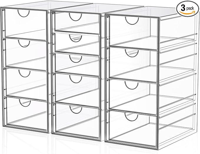 Acrylic Desk Organizers And Accessories With 13 Drawers, Office Desktop Drawers, Plastic Makeup Organizer Containers Bins With Drawers Desk Organization, Bathroom Organizers Storage Case Box Cube