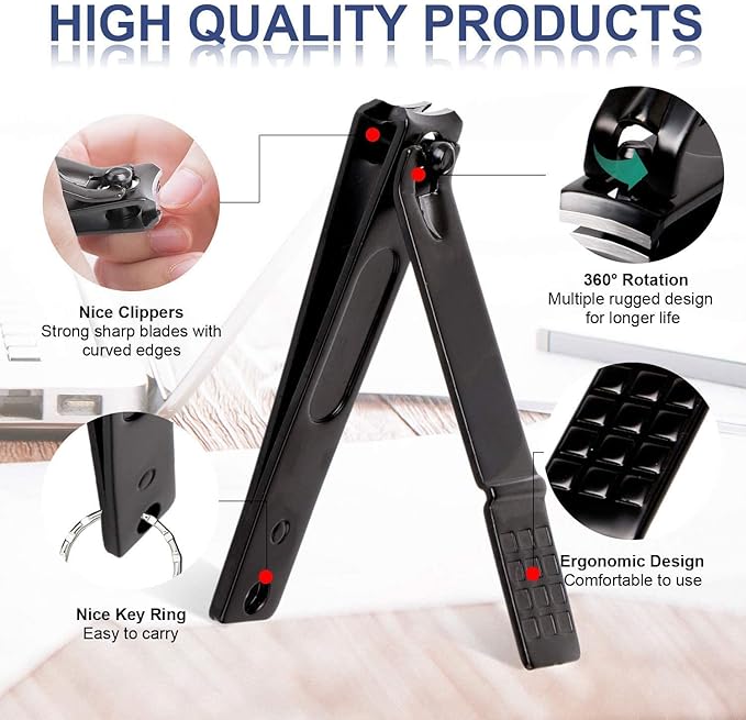 Manicure Pedicure Kit Nail Clippers Set 18 in 1 High Precision Stainless Steel Cutter File Sharp Scissors for Men & Women Fingernails & Toenails Vibrissac Scissors with Stylish Case (navy_8in1)