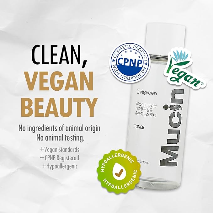 VEGREEN Alcohol-Free Vegan Nature Mucin Essence Toner - Hydrating & Calming Korean Toner with 68% Wild Yam Extract | Skin Barrier Repair & Glass Skin Glow for All Skin Types - 5.07 fl oz