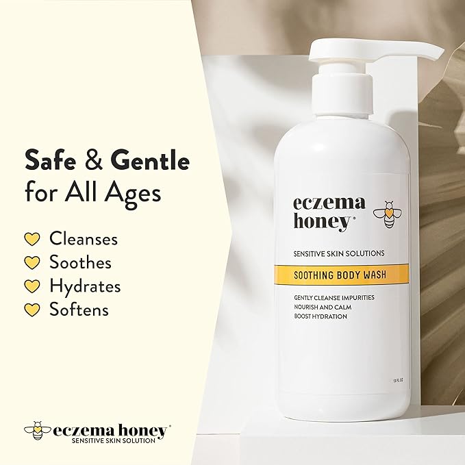ECZEMA HONEY Soothing Body Wash - Daily Shower Gel & Eczema Treatment - Sensitive Skin Body Wash for Adults, Kids, & Babies - Body Cleanser for Eczema Relief (13 Oz)