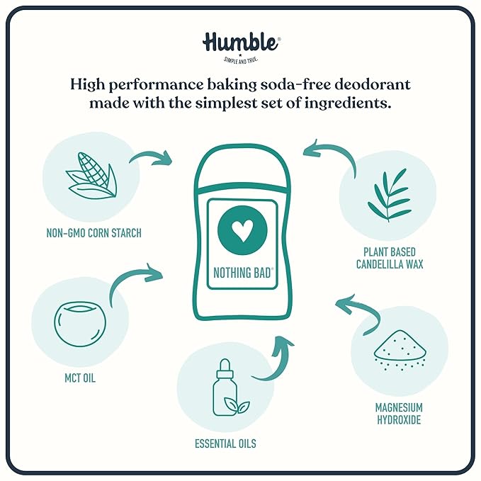 HUMBLE BRANDS Aluminum-Free Deodorant, Vegan and Cruelty- free, Formulated for Sensitive Skin, Palo Santo and Frankincense, 2.5 Ounce (Pack of 1)