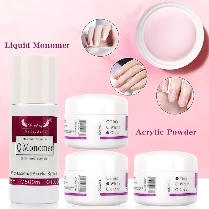 Nail Practice Hand for Acrylic Nails, Flexible Nail Hand Practice Training Kits, Rubber Fake Nail Hand to Practice Fake Nails with Nail Drill, Nail Dryer Lamp, 12 Colors Acrylic Powder Beginners Kit