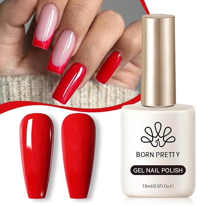 Born Pretty Red Gel Nail Polish Valentine's Day Gift Red Heart Color Gel Polish Nail Art Design Manicure Salon DIY Home 15ml