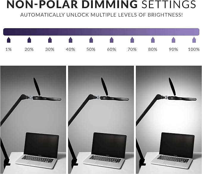 Neatfi Elite XL HD Bifocals Super LED Magnifying Lamp with Clamp, Glass Lens, 6500K, Glare-Free, Nonpolar Dimming (6 Inch Lens, Black)