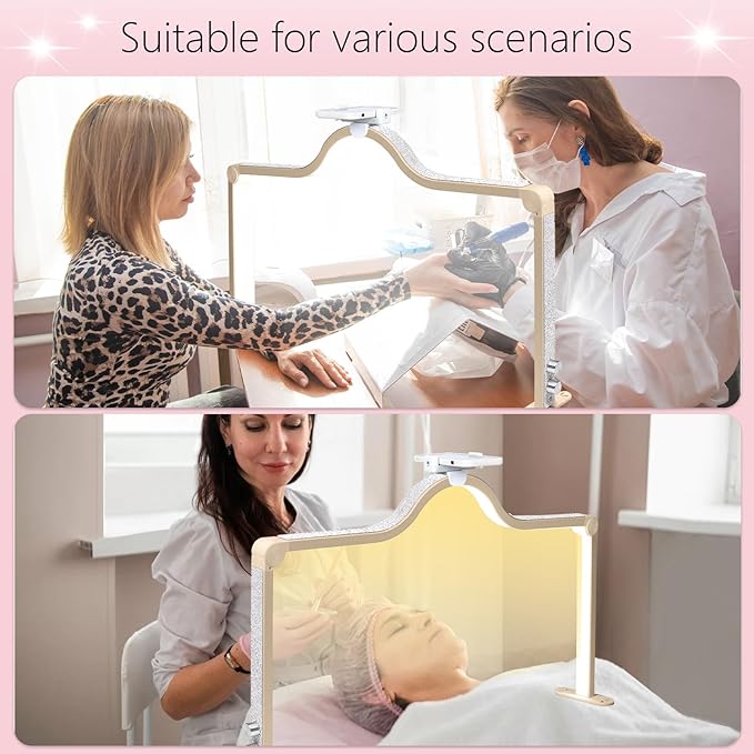 34-Inch Nail Light for Desk, 3-Level Dimming Half Moon Light, 3360LM Lamp, Adjustable with Phone Holder, Eye Protection – Ideal for Nail Techs - Golden