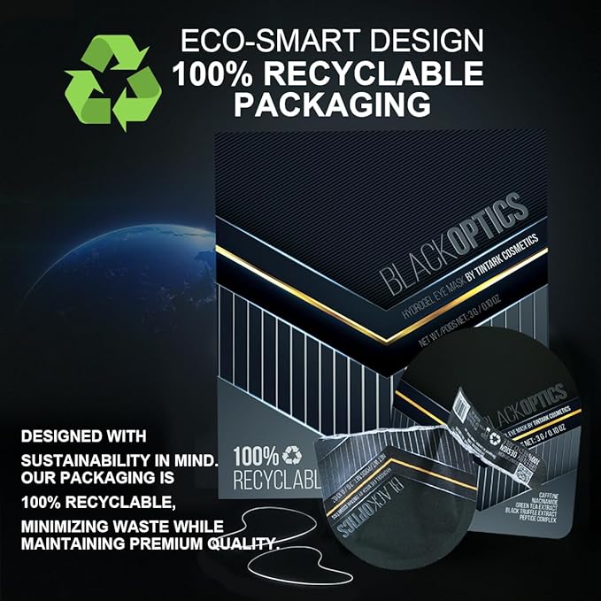 Black Optics Hydrogel Eye Patches 28 Pairs, 5-Min Revitalizing Eye Masks with Caffeine Peptides Black Truffle, Reduce Puffy Eyes Dark Circles & Wrinkles, Luxury Spa Gifts for Men & Women