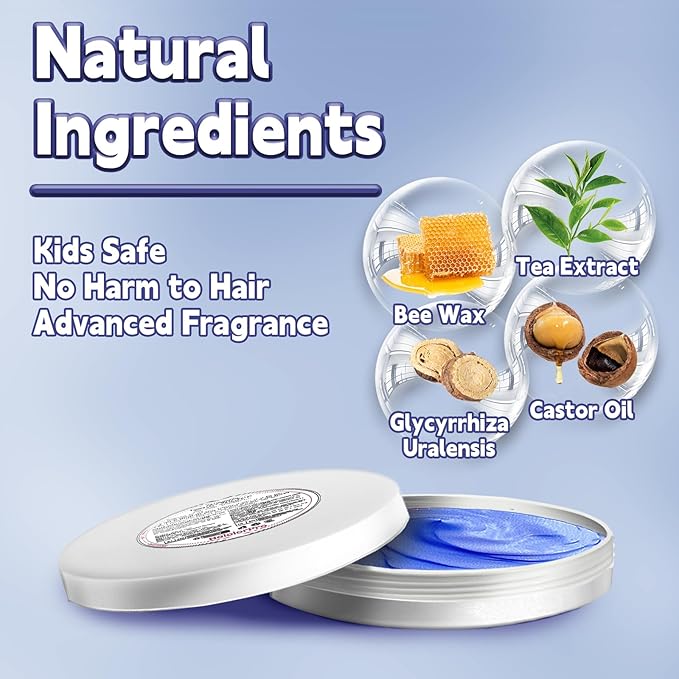 Blue Hair Color Wax, Temporary Washable Hair Color Dye for Kids, Temporary Dye Wax Natural Hairstyle Cream Hair Pomades for Women & Men Party Cosplay Halloween