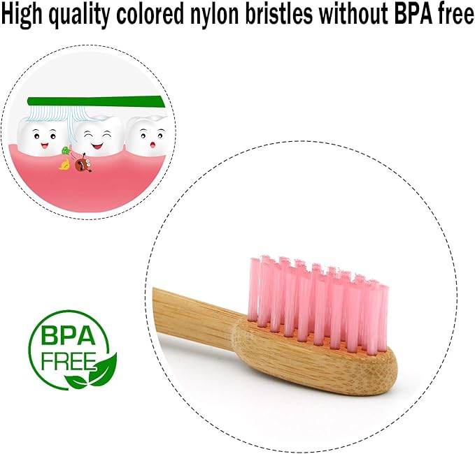 Virgin Forest Bamboo Toothbrush, Natural Eco Friendly Biodegradable Wood Toothbrushes, Vegan Organic Charcoal Tooth Brush, Pack of 6