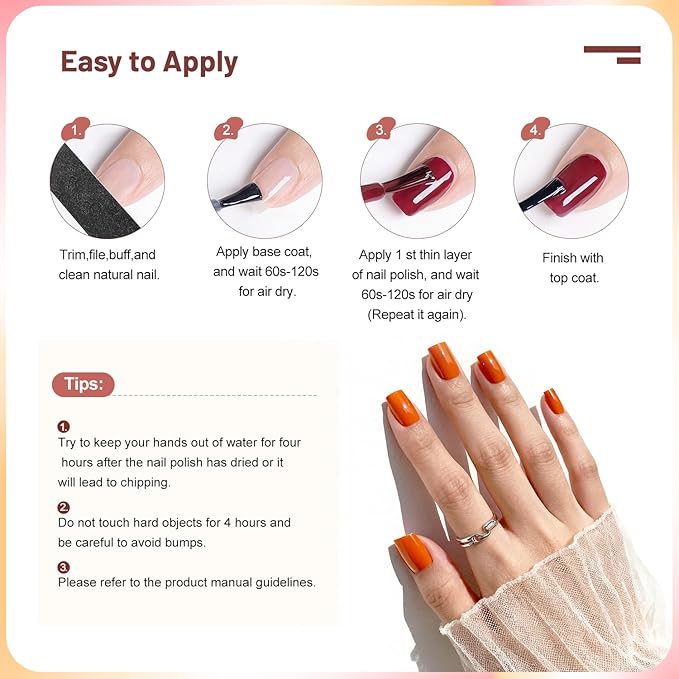Fall Maple Leaf Nail Polish Set -12 Colors Orange Purple Yellow Nude Pink Nail Polish Set With Base Coat and Top Coat Quick Dry Long Lasting Color Nail Polish for Holiday Gift Giving