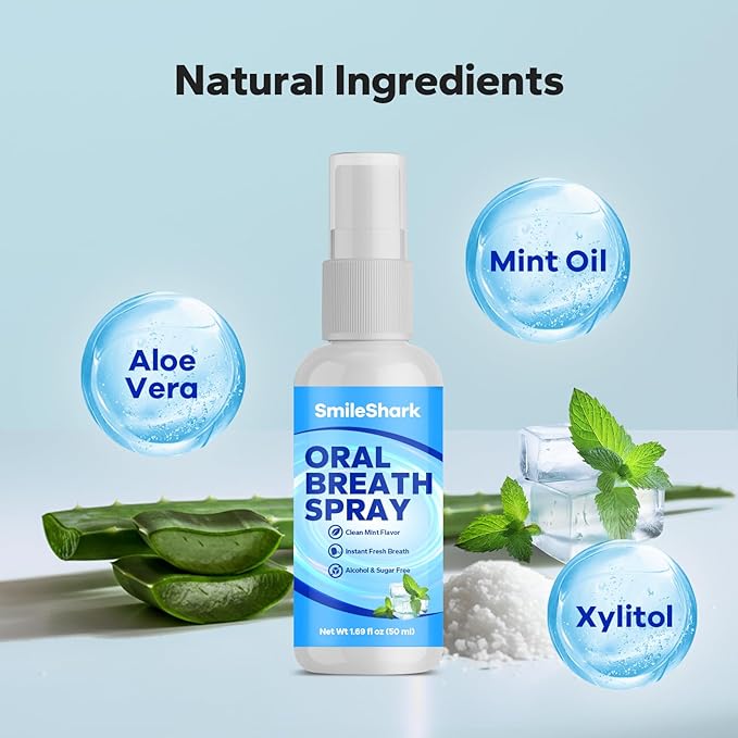 Fresh Breath Spray (2 Pack), Mouth Moisturizer for Dry Mouth, Long Lasting Mint Flavor, 1.69 oz Travel Size, Alcohol-Free & Sugar Free, Natural Ingredients for Bad Breath Instant Fresh