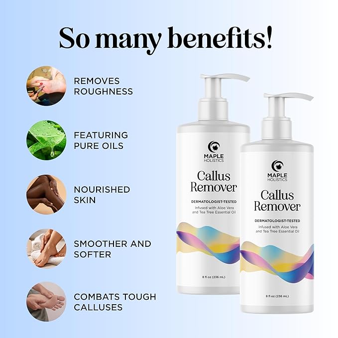 Exfoliating Callus Remover for Feet Care - Urea Foot Cream for Calluses and Dry Feet with Aloe and Tea Tree Essential Oil - Foot Callus Remover for Cracked Dead Corned and Rough Skin (16 Fl Oz)